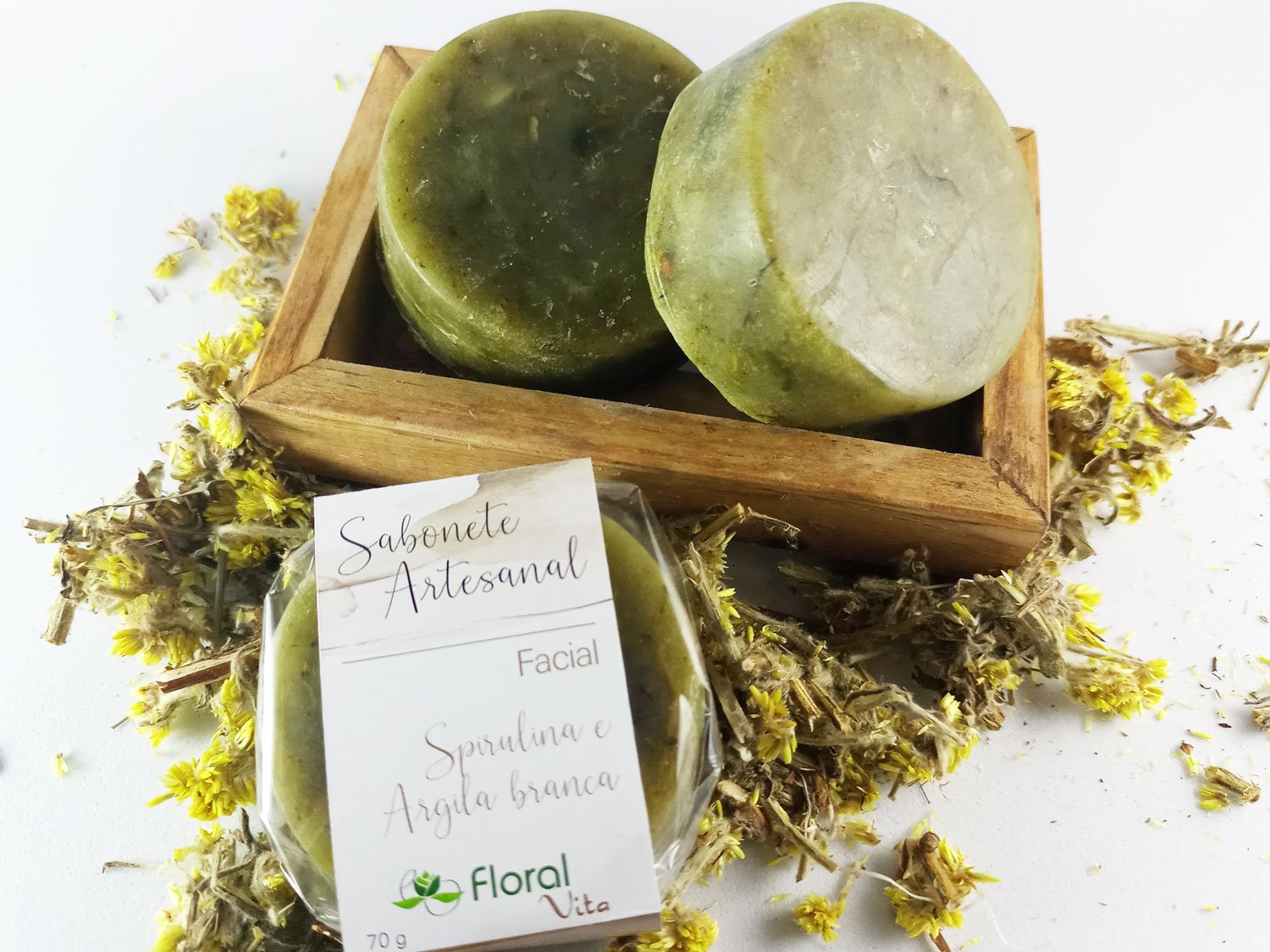 Sabonete Facial Argila Branca e Spirulina - 70gr - Imagem 2